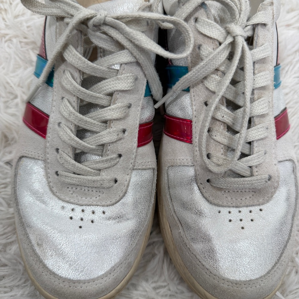 Gola Women's Suede Sneakers Size 10 Pink Blue Silver - Picture 4 of 8
